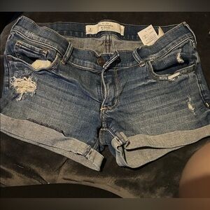 Abercrombie & Fitch Distressed Blue Jean Shorts